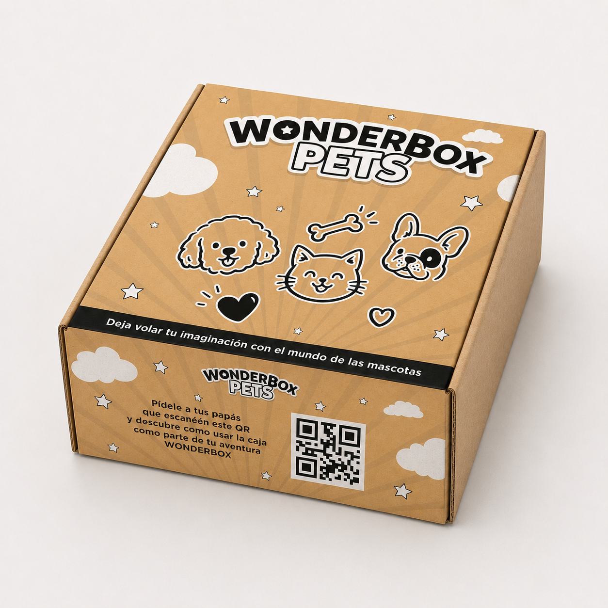 Caja WONDERBOX Pets de 15 x 15 x 6.5 cm con doodles de mascotas